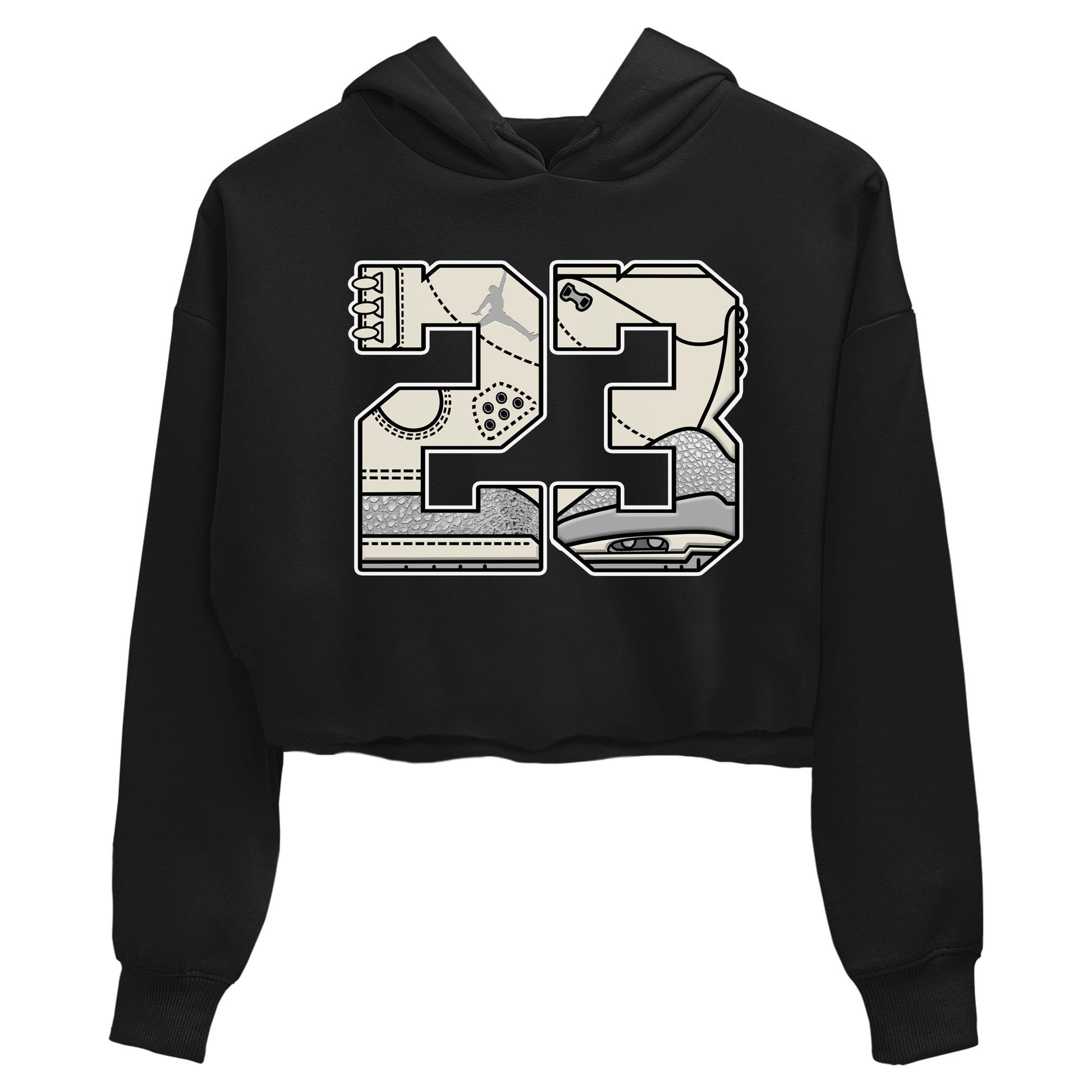 3s Sail and Cement Grey shirts to match jordans 23 sneaker match tees Air Jordan 3 Retro Sail and Cement Grey match shoes to clothes SNRT Sneaker Tees unisex cotton Black 2 crop tee