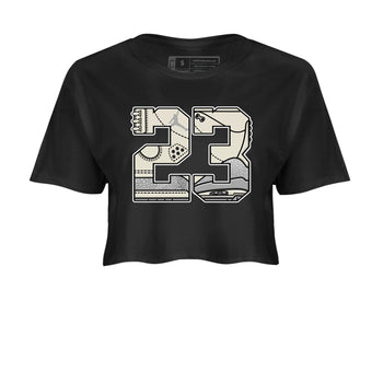3s Sail and Cement Grey shirts to match jordans 23 sneaker match tees Air Jordan 3 Retro Sail and Cement Grey match shoes to clothes SNRT Sneaker Tees unisex cotton Black 2 crop tee