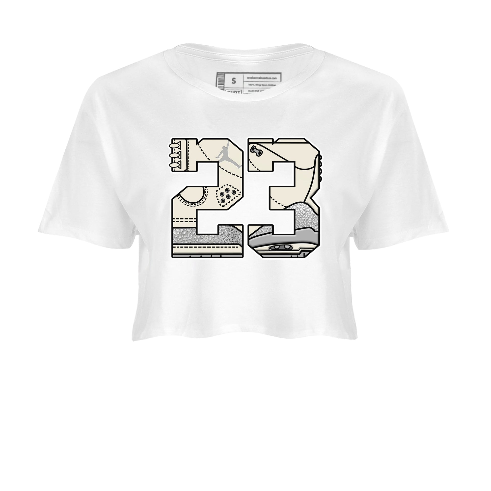 3s Sail and Cement Grey shirts to match jordans 23 sneaker match tees Air Jordan 3 Retro Sail and Cement Grey match shoes to clothes SNRT Sneaker Tees unisex cotton White 2 crop tee