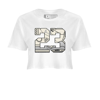 3s Sail and Cement Grey shirts to match jordans 23 sneaker match tees Air Jordan 3 Retro Sail and Cement Grey match shoes to clothes SNRT Sneaker Tees unisex cotton White 2 crop tee