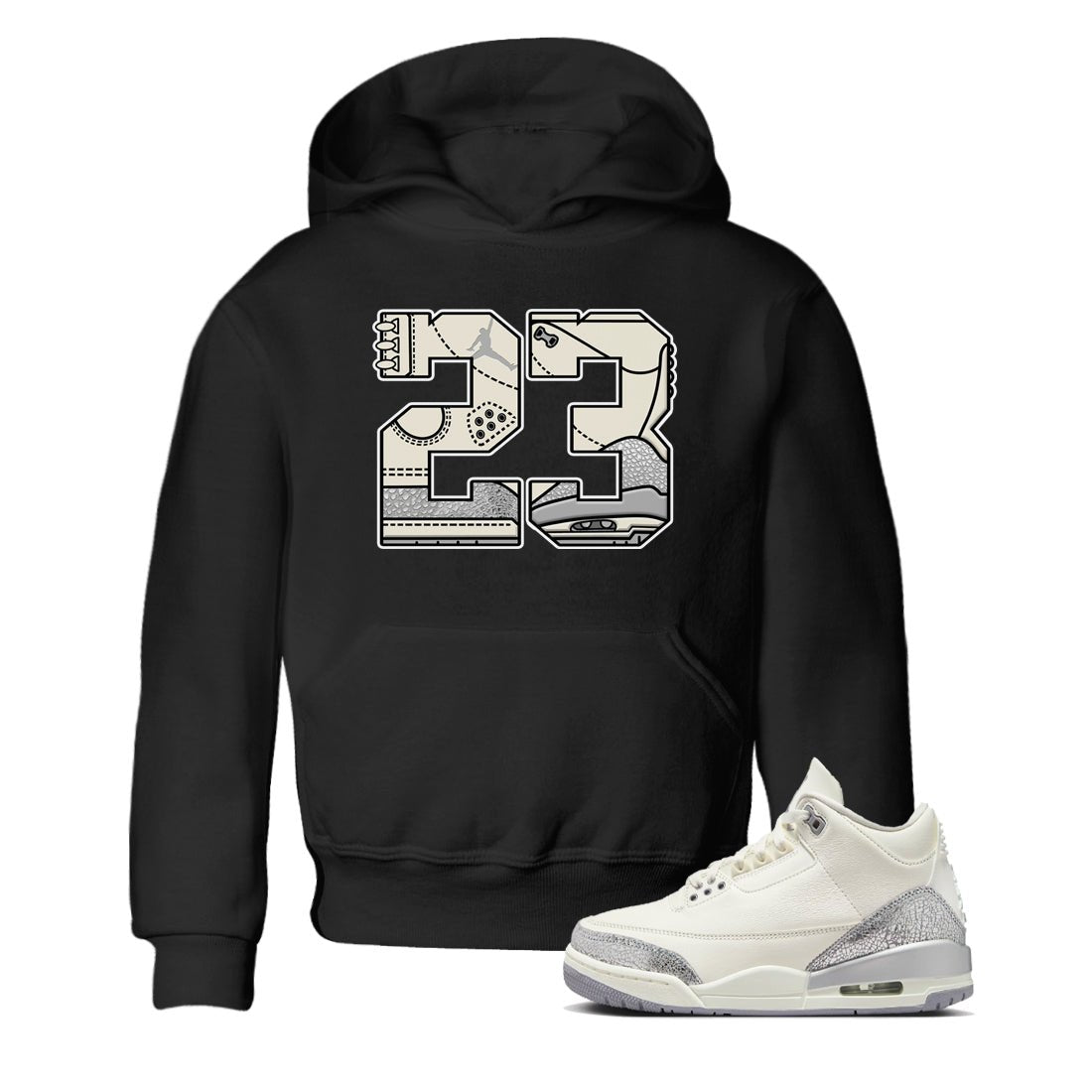 3s Sail and Cement Grey shirts to match jordans 23 sneaker match tees Air Jordan 3 Retro Sail and Cement Grey match shoes to clothes SNRT Sneaker Tees Youth Baby Black 1 tee