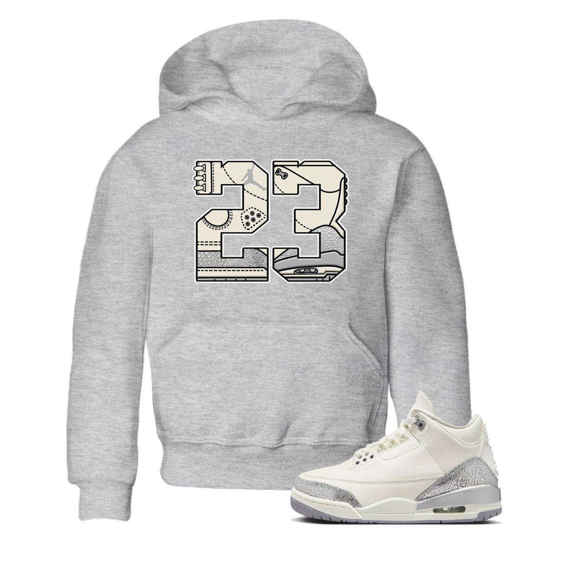 3s Sail and Cement Grey shirts to match jordans 23 sneaker match tees Air Jordan 3 Retro Sail and Cement Grey match shoes to clothes SNRT Sneaker Tees Youth Baby Heather Grey 1 tee