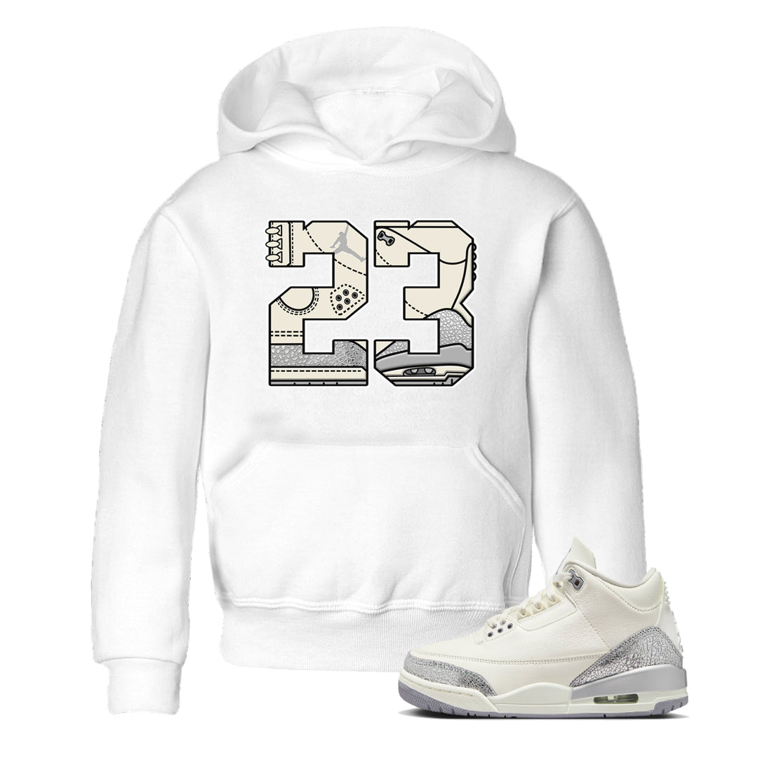 3s Sail and Cement Grey shirts to match jordans 23 sneaker match tees Air Jordan 3 Retro Sail and Cement Grey match shoes to clothes SNRT Sneaker Tees Youth Baby White 1 tee