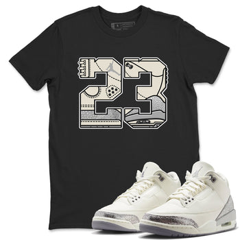 3s Sail and Cement Grey shirts to match jordans 23 sneaker match tees Air Jordan 3 Retro Sail and Cement Grey match shoes to clothes SNRT Sneaker Tees unisex cotton Black 1 shirts