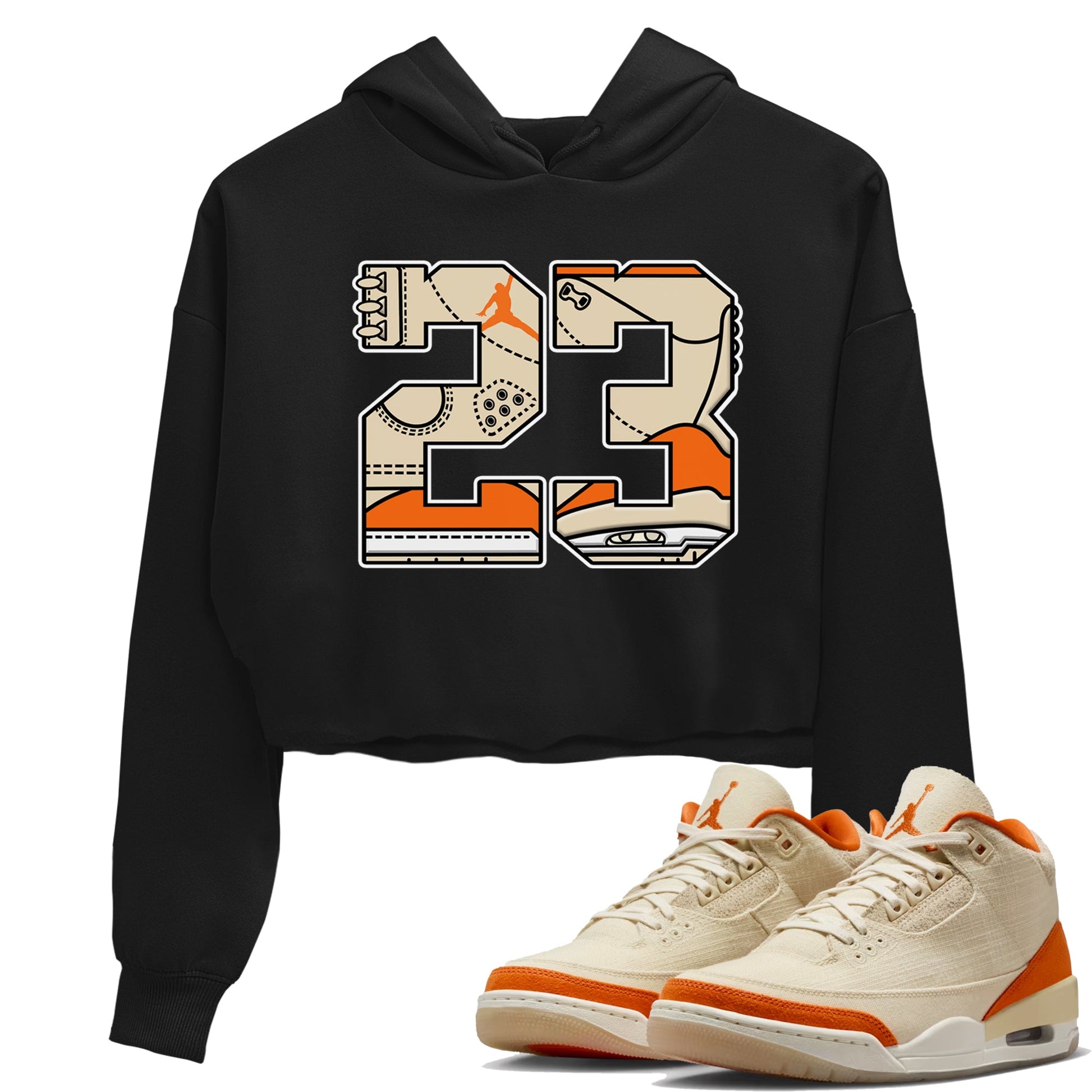 23 womens crop tee made to vibe with the Air Jordan 3 Starfish sneakers — the perfect match in Black 1.