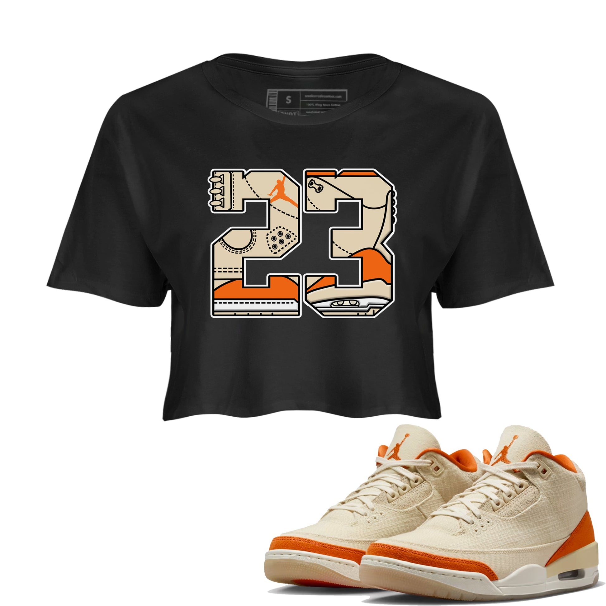 23 womens crop tee made to vibe with the Air Jordan 3 Starfish sneakers — the perfect match in Black 1.