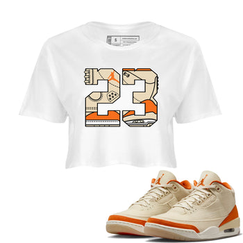 23 womens crop tee made to vibe with the Air Jordan 3 Starfish sneakers — the perfect match in White 1.
