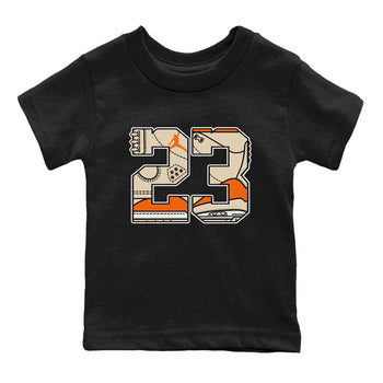 23 baby and kids t-shirt crafted for little sneakerheads to shine with the Air Jordan 3 Starfish sneakers, displayed in Black 2.