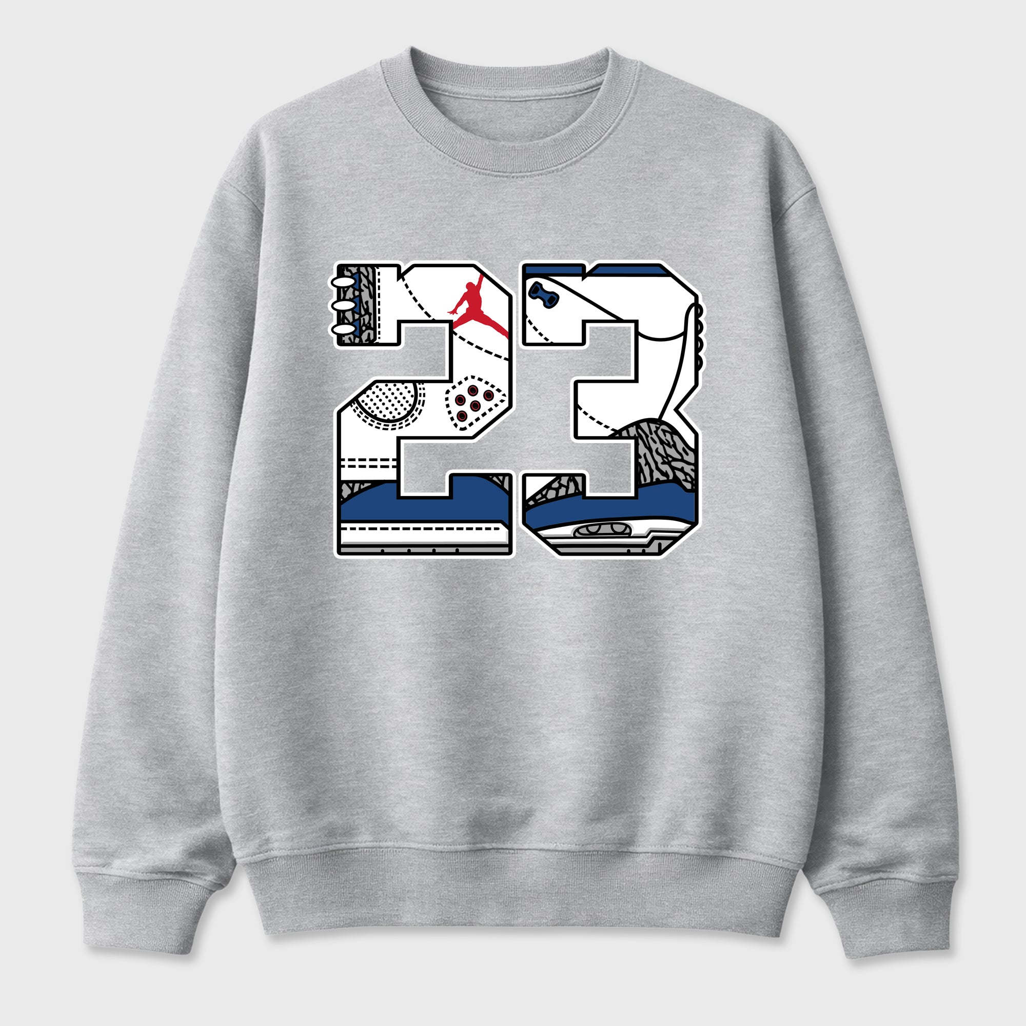 23 Graphic T-Shirt featuring original streetwear artwork designed to match the Air Jordan 3 True Blue. Heather Grey 2 Graphic Tee.