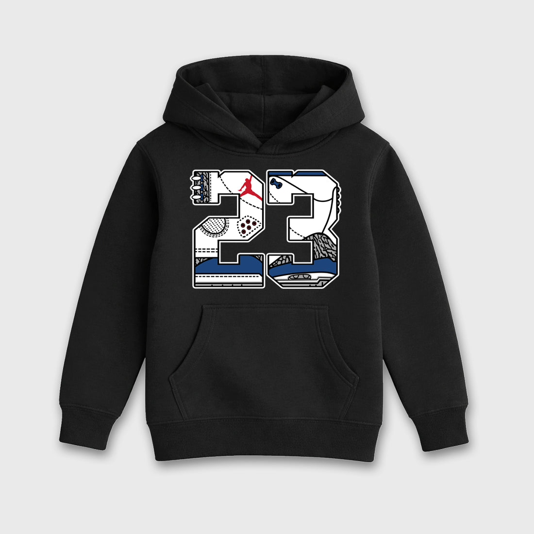 23 Baby & Kids Graphic Hoodie featuring original artwork designed to match the Air Jordan 3 True Blue. Black 2 Kids Graphic Sweater.