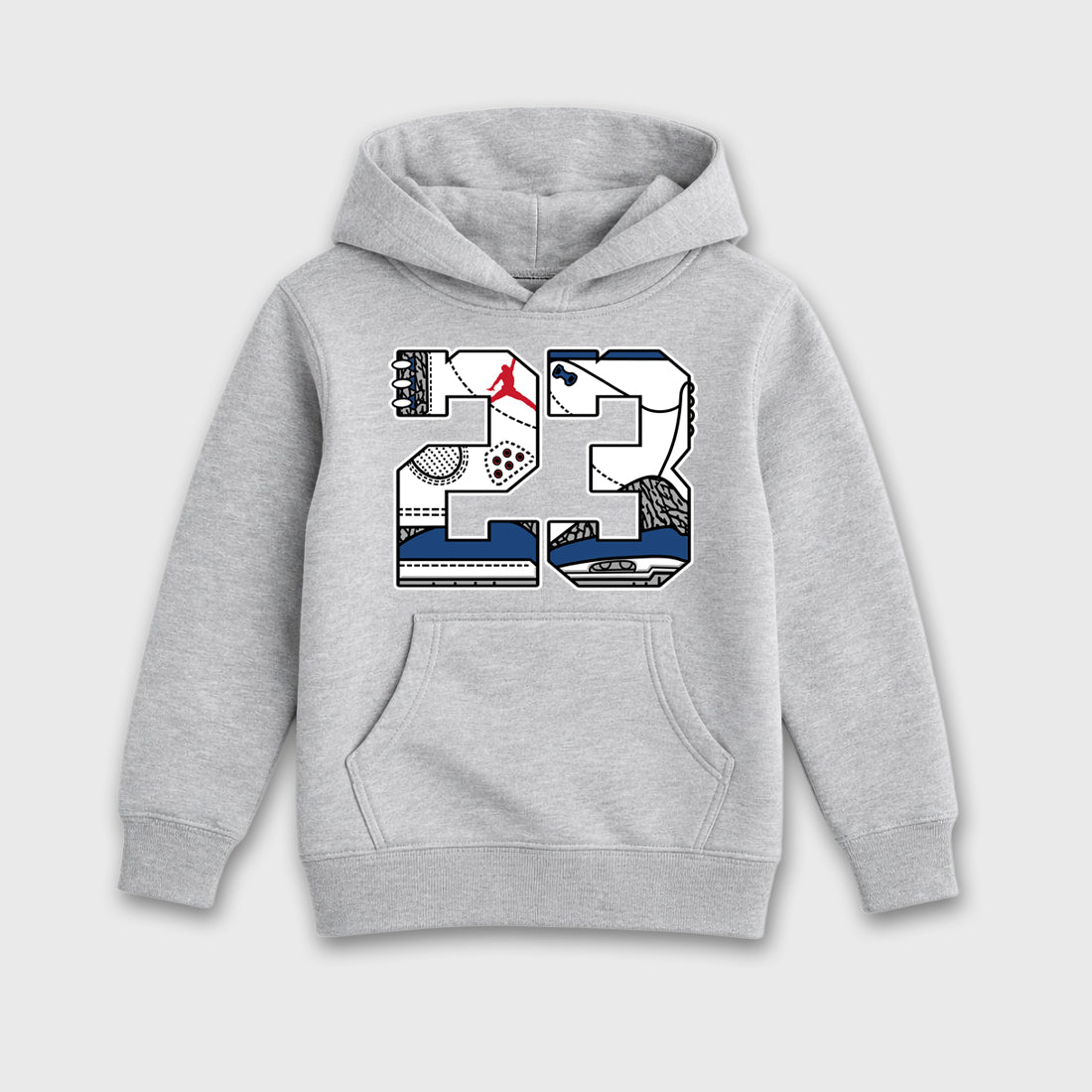 23 Baby & Kids Graphic Hoodie featuring original artwork designed to match the Air Jordan 3 True Blue. Heather Grey 2 Kids Graphic Sweater.