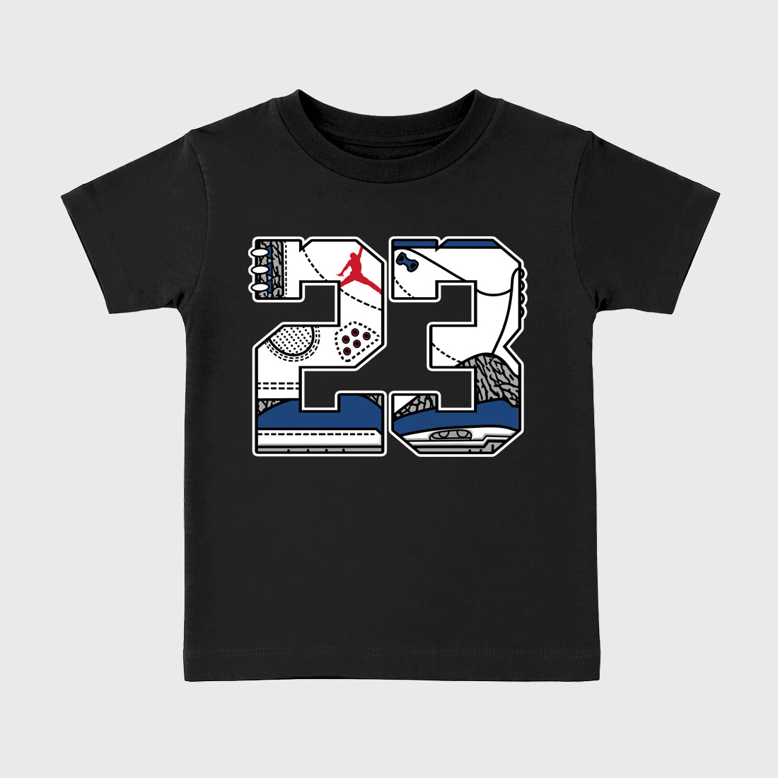 23 Baby & Kids Graphic T-Shirt featuring original artwork designed to match the Air Jordan 3 True Blue. Black 2 Kids Graphic Tee.