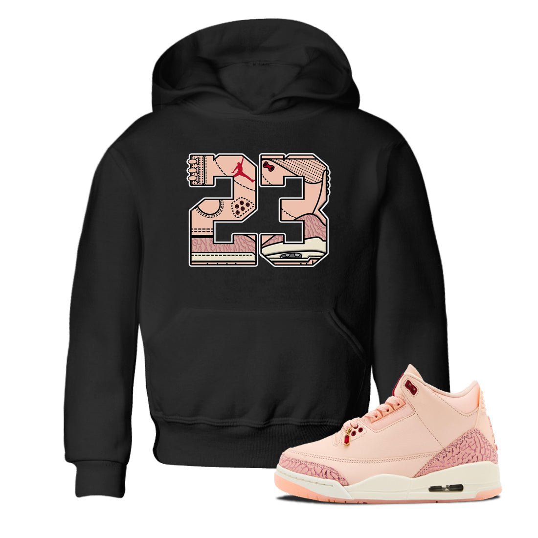 Air Jordan 3 "Treat Yourself" Washed Coral shirts to Special Valentine's Day 23 sneaker match tees Jordan 3 Valentine's Day best t shirts to wear with jordans SNRT Sneaker Tees Youth Baby Black 1 tee