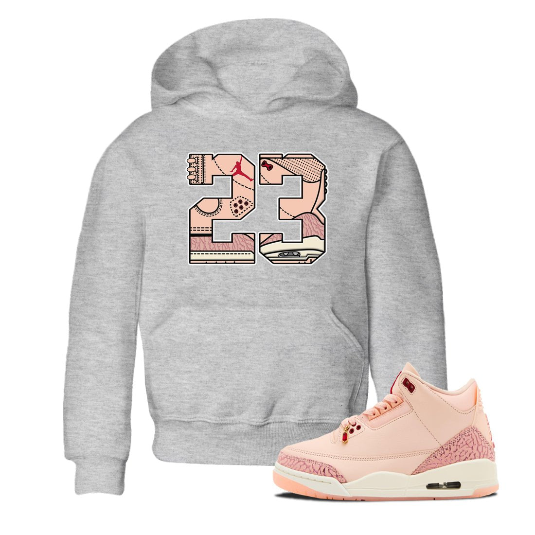 Air Jordan 3 "Treat Yourself" Washed Coral shirts to Special Valentine's Day 23 sneaker match tees Jordan 3 Valentine's Day best t shirts to wear with jordans SNRT Sneaker Tees Youth Baby Heather Grey 1 tee