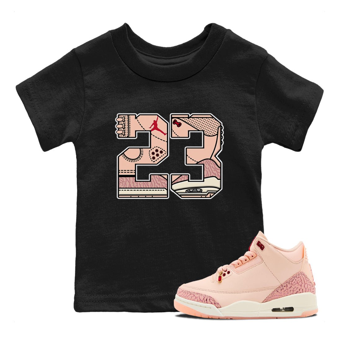 Air Jordan 3 "Treat Yourself" Washed Coral shirts to Special Valentine's Day 23 sneaker match tees Jordan 3 Valentine's Day best t shirts to wear with jordans SNRT Sneaker Tees Youth Baby Black 1 tee