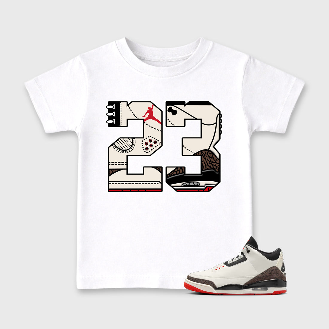 Sneaker match tees – Sneaker Tees To Match Air Jordan 3 World's Best Dad Shoes – 23 Kids T-Shirt White 1