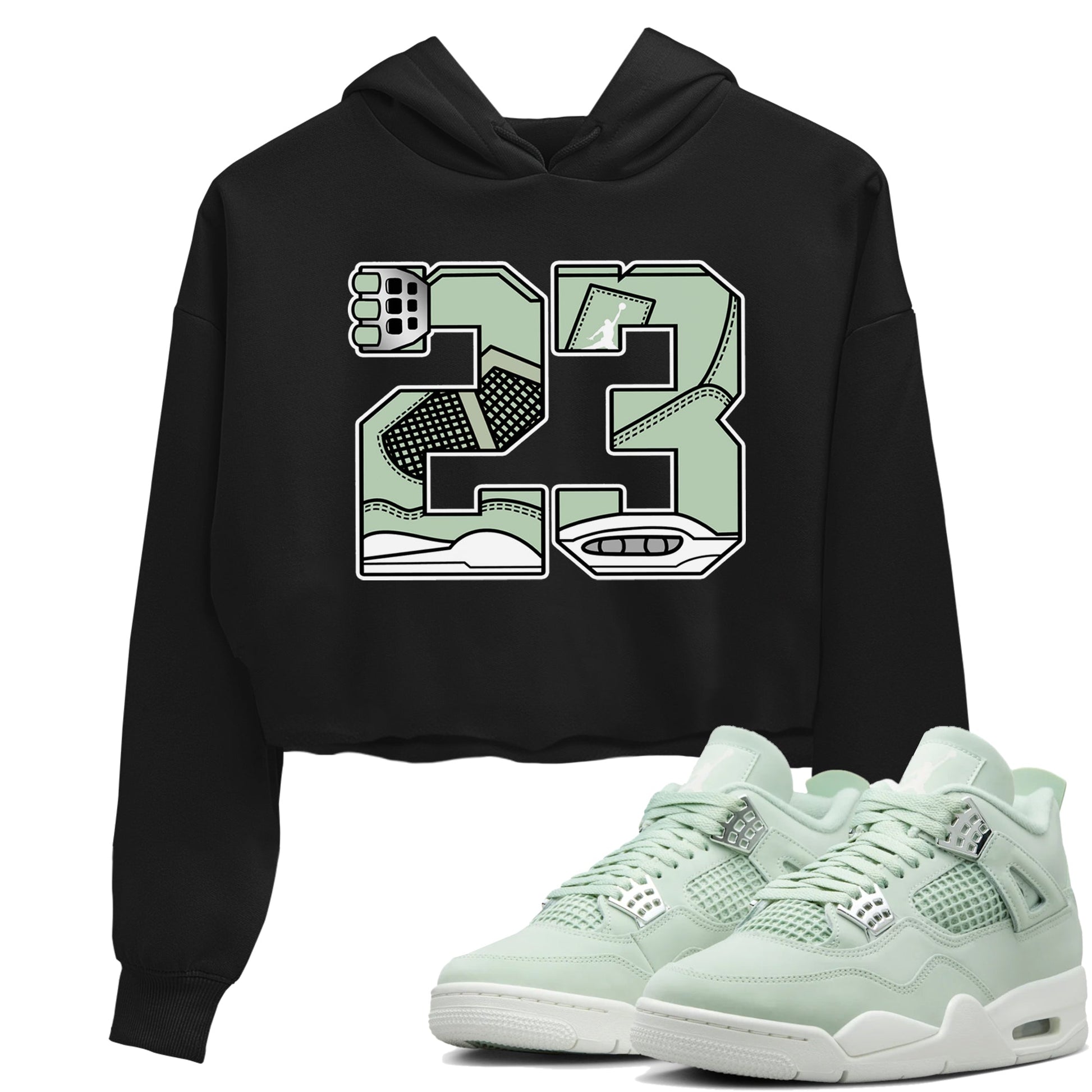 4s Abundance shirts to match jordans 23 sneaker match tees Air Jordan 4 Seafoam match shoes to clothes SNRT Sneaker Tees unisex cotton Black 1 crop tee