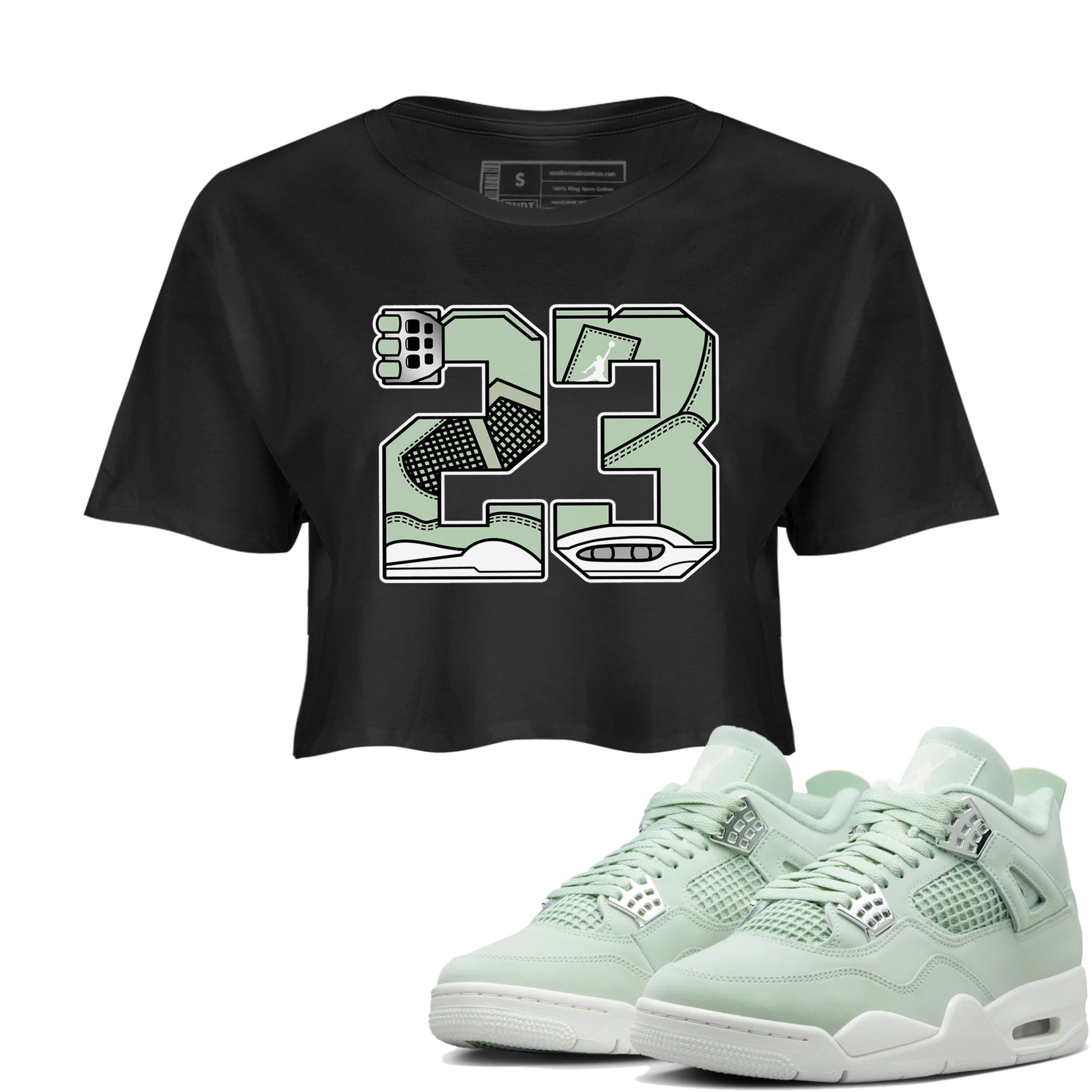 4s Abundance shirts to match jordans 23 sneaker match tees Air Jordan 4 Seafoam match shoes to clothes SNRT Sneaker Tees unisex cotton Black 1 crop tee
