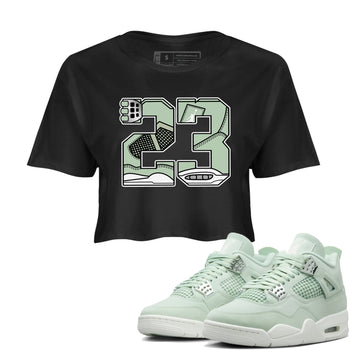 4s Abundance shirts to match jordans 23 sneaker match tees Air Jordan 4 Seafoam match shoes to clothes SNRT Sneaker Tees unisex cotton Black 1 crop tee