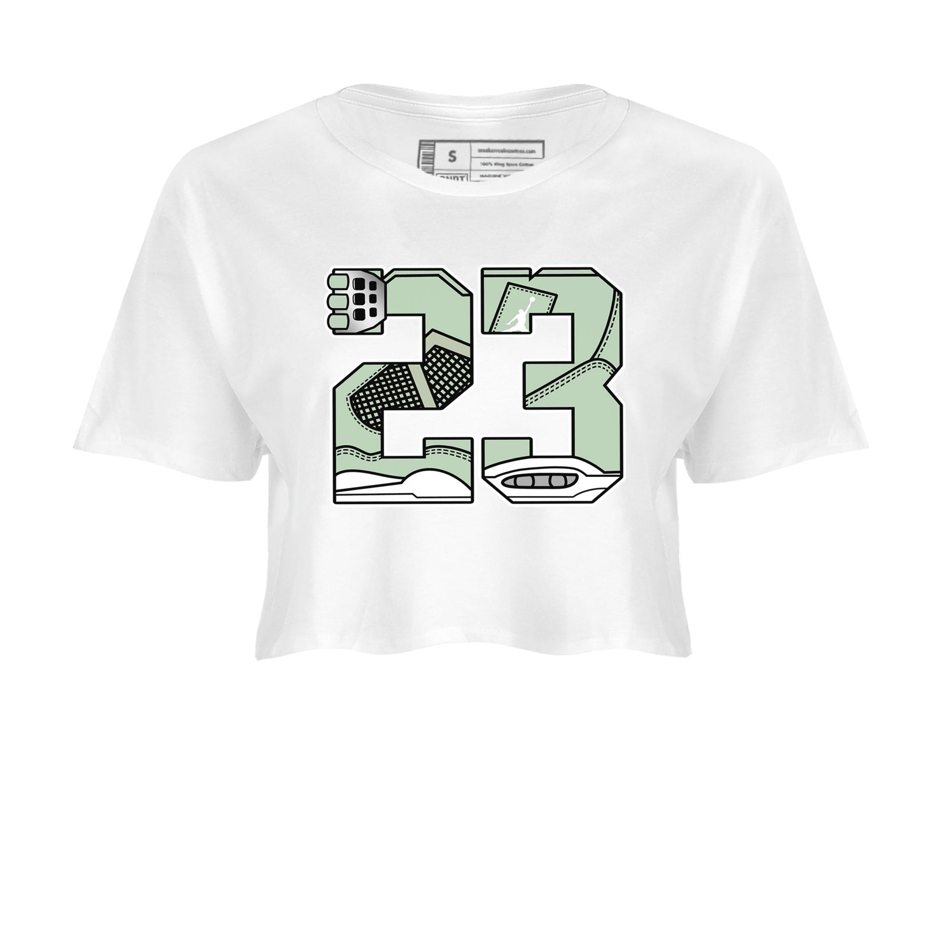 4s Abundance shirts to match jordans 23 sneaker match tees Air Jordan 4 Seafoam match shoes to clothes SNRT Sneaker Tees unisex cotton White 2 crop tee