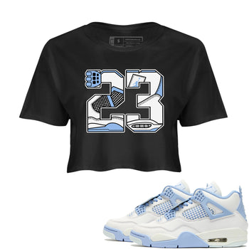 23 womens crop tee made to vibe with the Air Jordan 4 Aluminum sneakers — the perfect match in Black 1.
