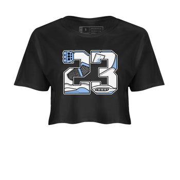 23 womens crop tee made to vibe with the Air Jordan 4 Aluminum sneakers — the perfect match in Black 2.