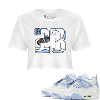 23 womens crop tee made to vibe with the Air Jordan 4 Aluminum sneakers — the perfect match in White 1.