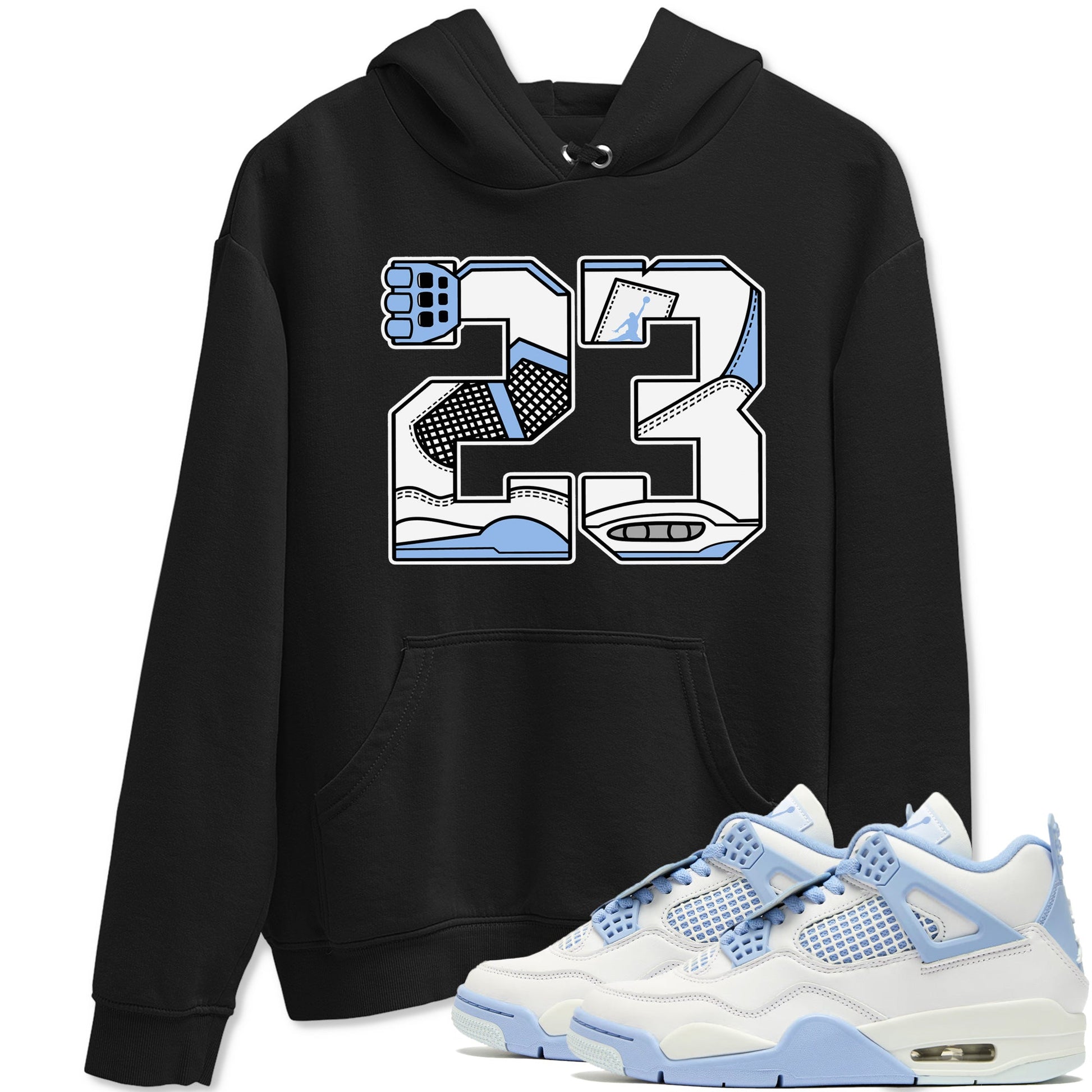 23 sneaker match t-shirt styled to complete your fit with the Air Jordan 4 Aluminum sneakers, shown in Black 1.