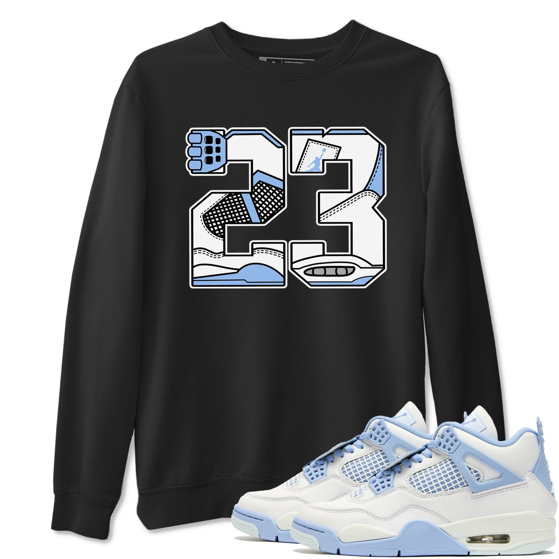 23 sneaker match t-shirt styled to complete your fit with the Air Jordan 4 Aluminum sneakers, shown in Black 1.