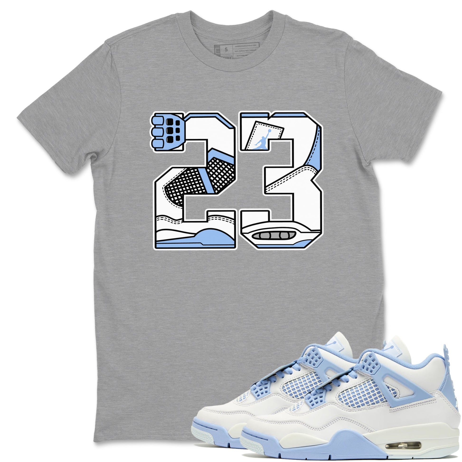 23 sneaker match t-shirt styled to complete your fit with the Air Jordan 4 Aluminum sneakers, shown in Heather Grey 1.