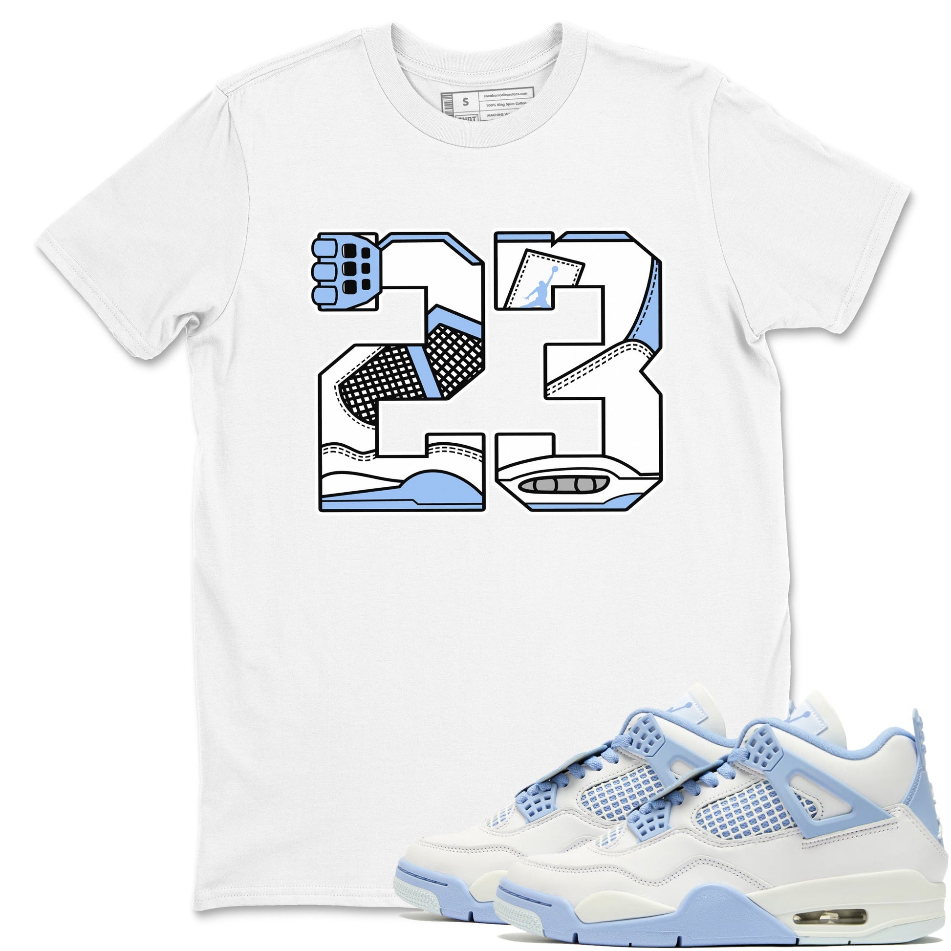 23 sneaker match t-shirt styled to complete your fit with the Air Jordan 4 Aluminum sneakers, shown in White 1.
