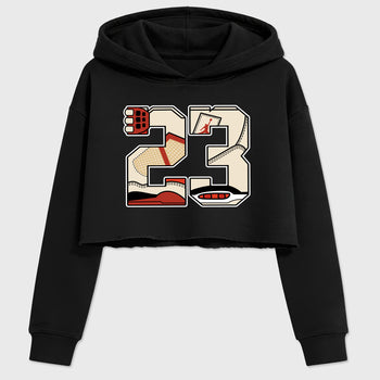 Sneaker match tees – Sneaker Tees To Match Air Jordan 4 Brick After Brick Shoes – 23 Crop T-Shirt Black 2