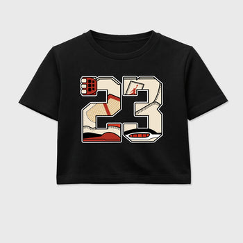 Sneaker match tees – Sneaker Tees To Match Air Jordan 4 Brick After Brick Shoes – 23 Crop T-Shirt Black 2
