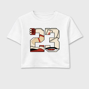 Sneaker match tees – Sneaker Tees To Match Air Jordan 4 Brick After Brick Shoes – 23 Crop T-Shirt White 2