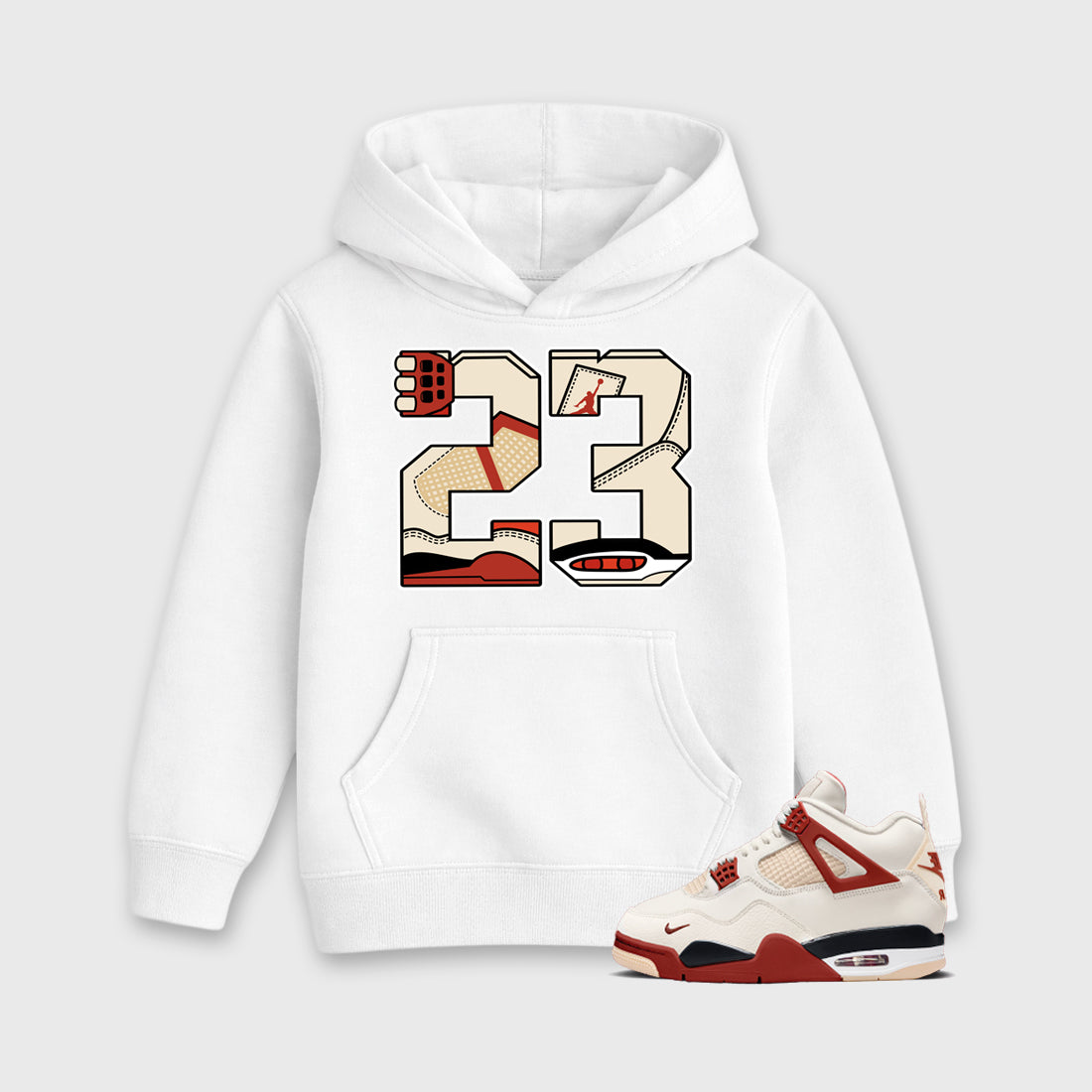 Sneaker match tees – Sneaker Tees To Match Air Jordan 4 Brick After Brick Shoes – 23 Kids T-Shirt White 1