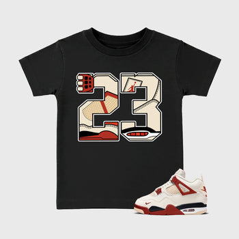 Sneaker match tees – Sneaker Tees To Match Air Jordan 4 Brick After Brick Shoes – 23 Kids T-Shirt Black 1