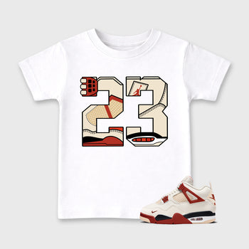 Sneaker match tees – Sneaker Tees To Match Air Jordan 4 Brick After Brick Shoes – 23 Kids T-Shirt White 1
