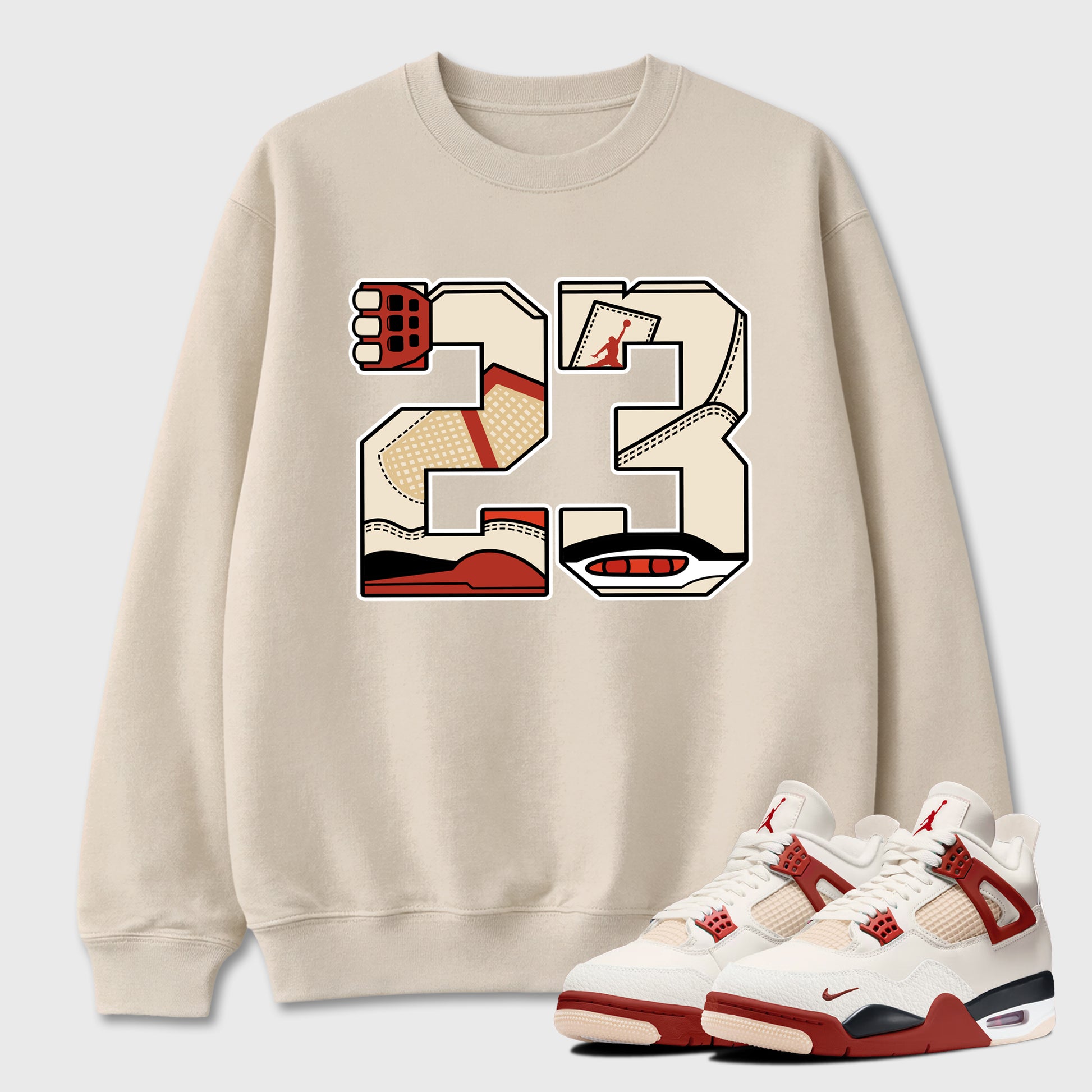 Sneaker match tees – Sneaker Tees To Match Air Jordan 4 Brick After Brick Shoes – 23 Tee Natural 1
