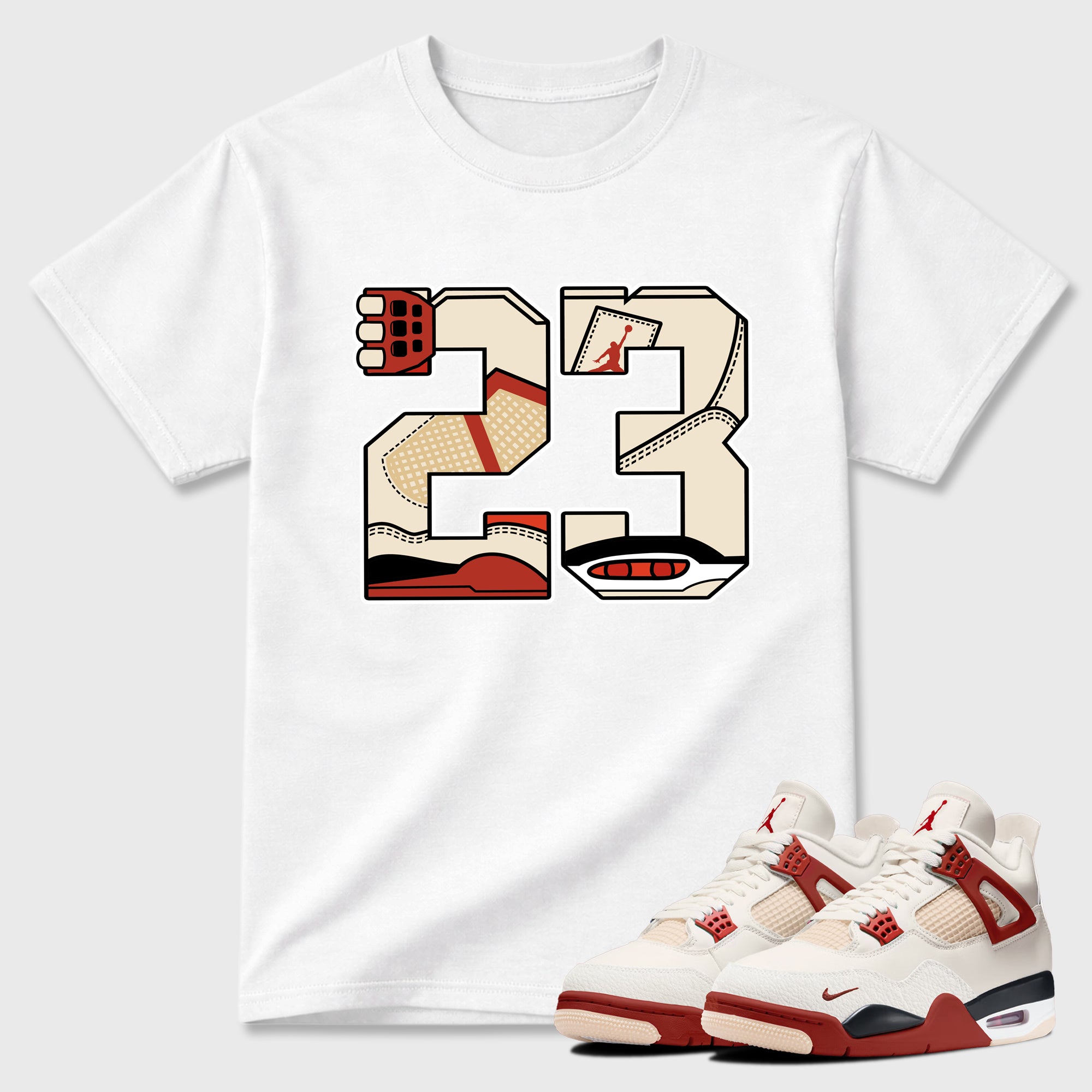Sneaker match tees – Sneaker Tees To Match Air Jordan 4 Brick After Brick Shoes – 23 Tee White 1