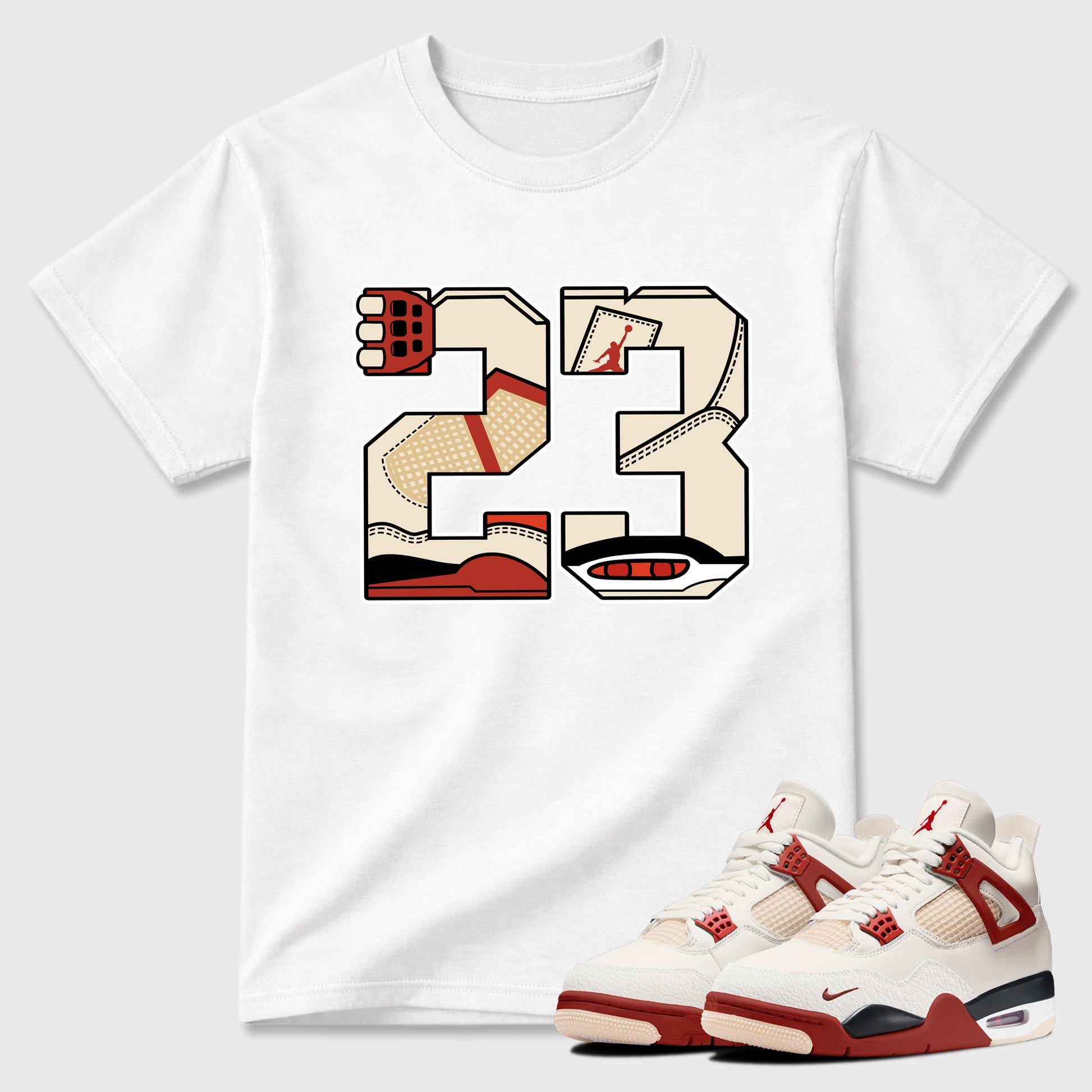 Sneaker match tees – Sneaker Tees To Match Air Jordan 4 Brick After Brick Shoes – 23 Tee White 1