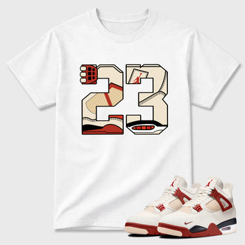 Sneaker match tees – Sneaker Tees To Match Air Jordan 4 Brick After Brick Shoes – 23 Tee White 1