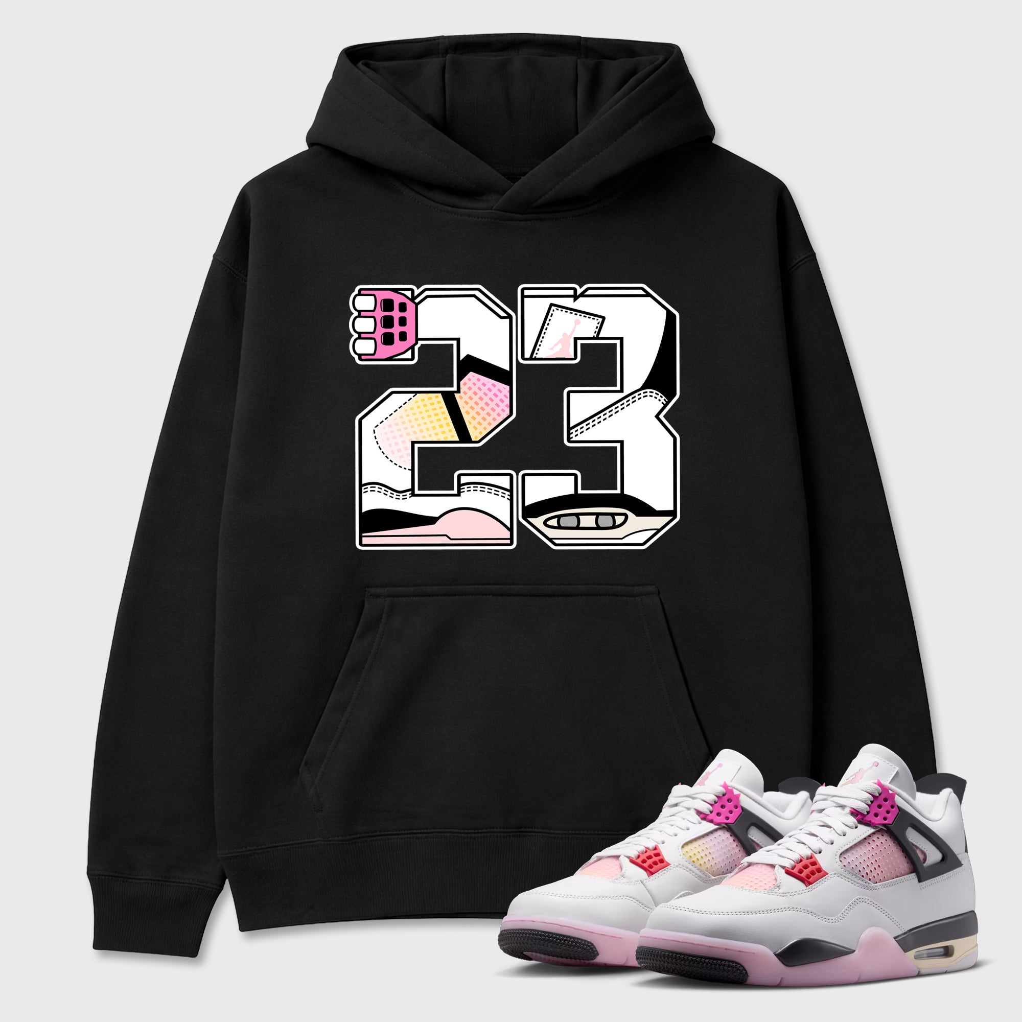 23 Graphic T-Shirt featuring original streetwear artwork designed to match the Air Jordan 4 Comic. Black 1 Graphic Tee.
