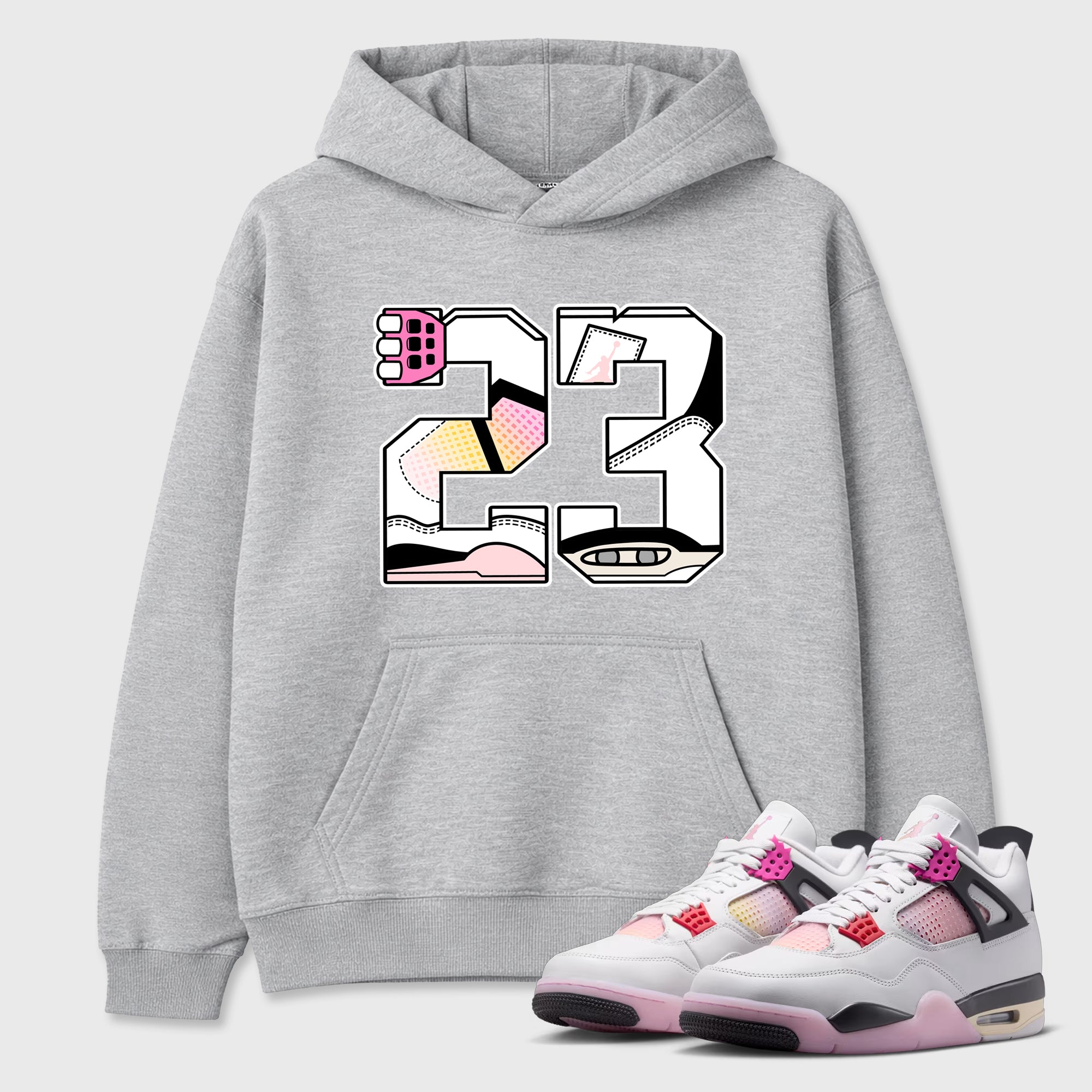 23 Graphic T-Shirt featuring original streetwear artwork designed to match the Air Jordan 4 Comic. Heather Grey 1 Graphic Tee.