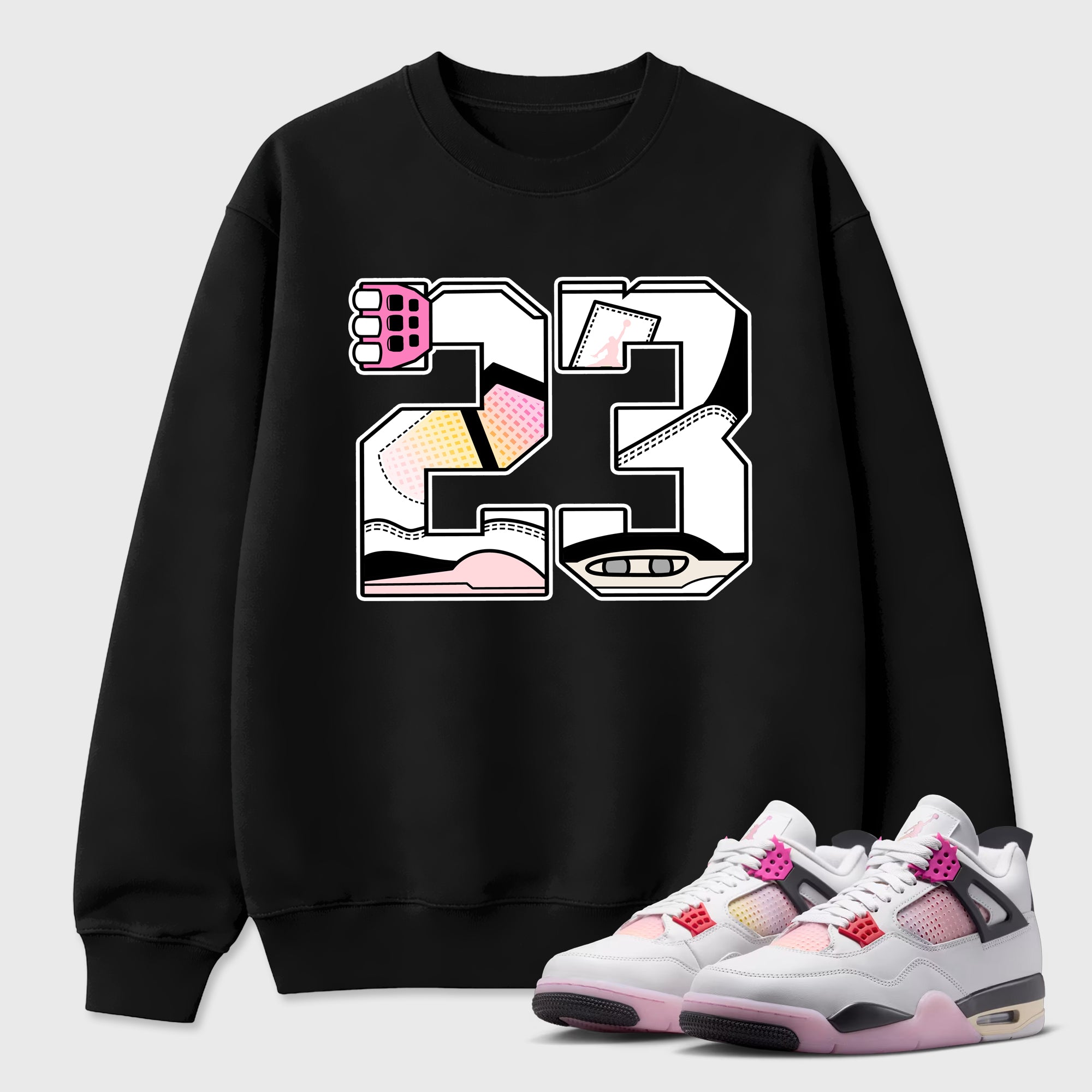 23 Graphic T-Shirt featuring original streetwear artwork designed to match the Air Jordan 4 Comic. Black 1 Graphic Tee.