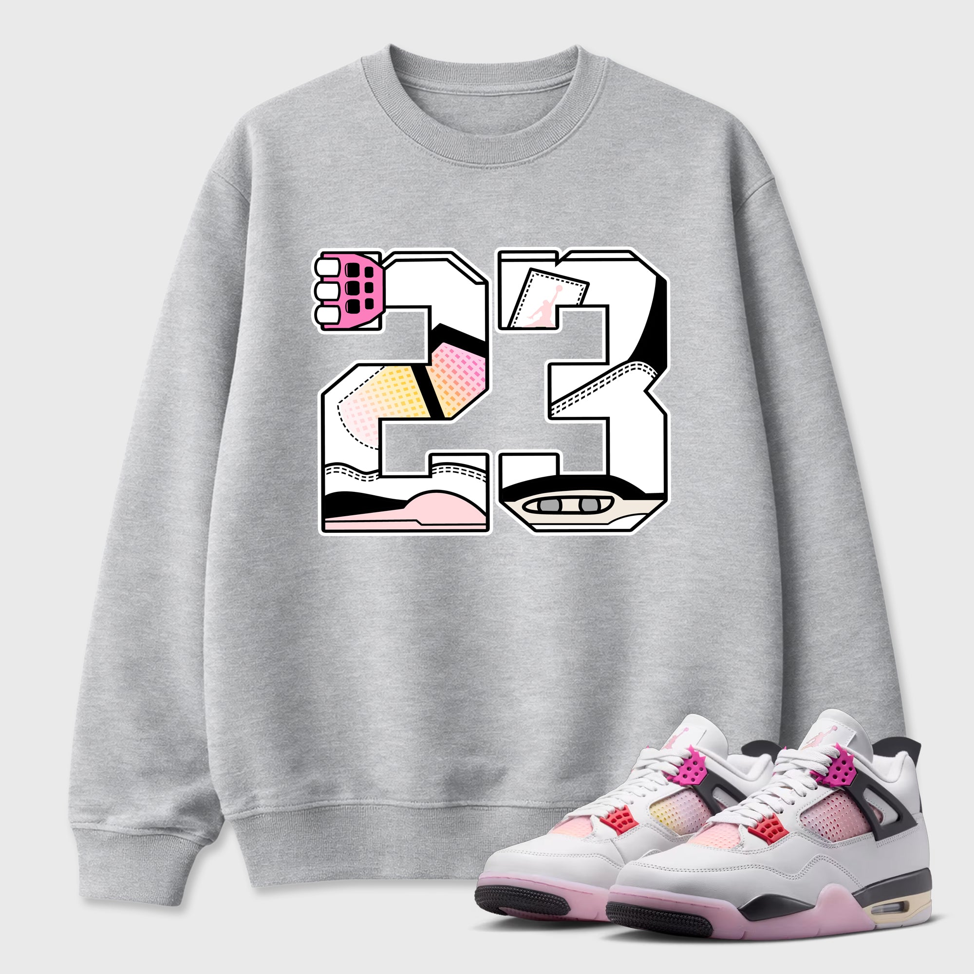 23 Graphic T-Shirt featuring original streetwear artwork designed to match the Air Jordan 4 Comic. Heather Grey 1 Graphic Tee.