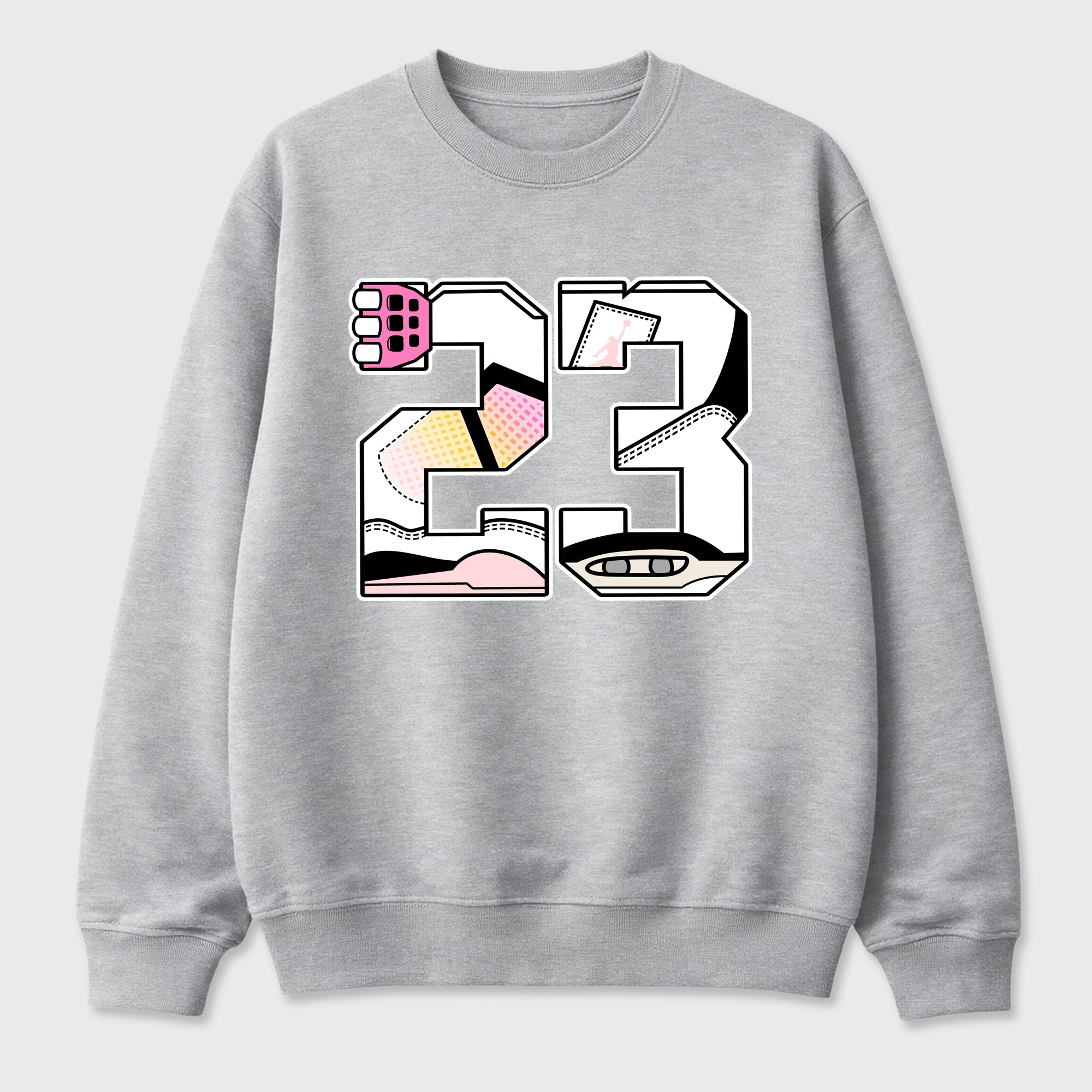 23 Graphic T-Shirt featuring original streetwear artwork designed to match the Air Jordan 4 Comic. Heather Grey 2 Graphic Tee.