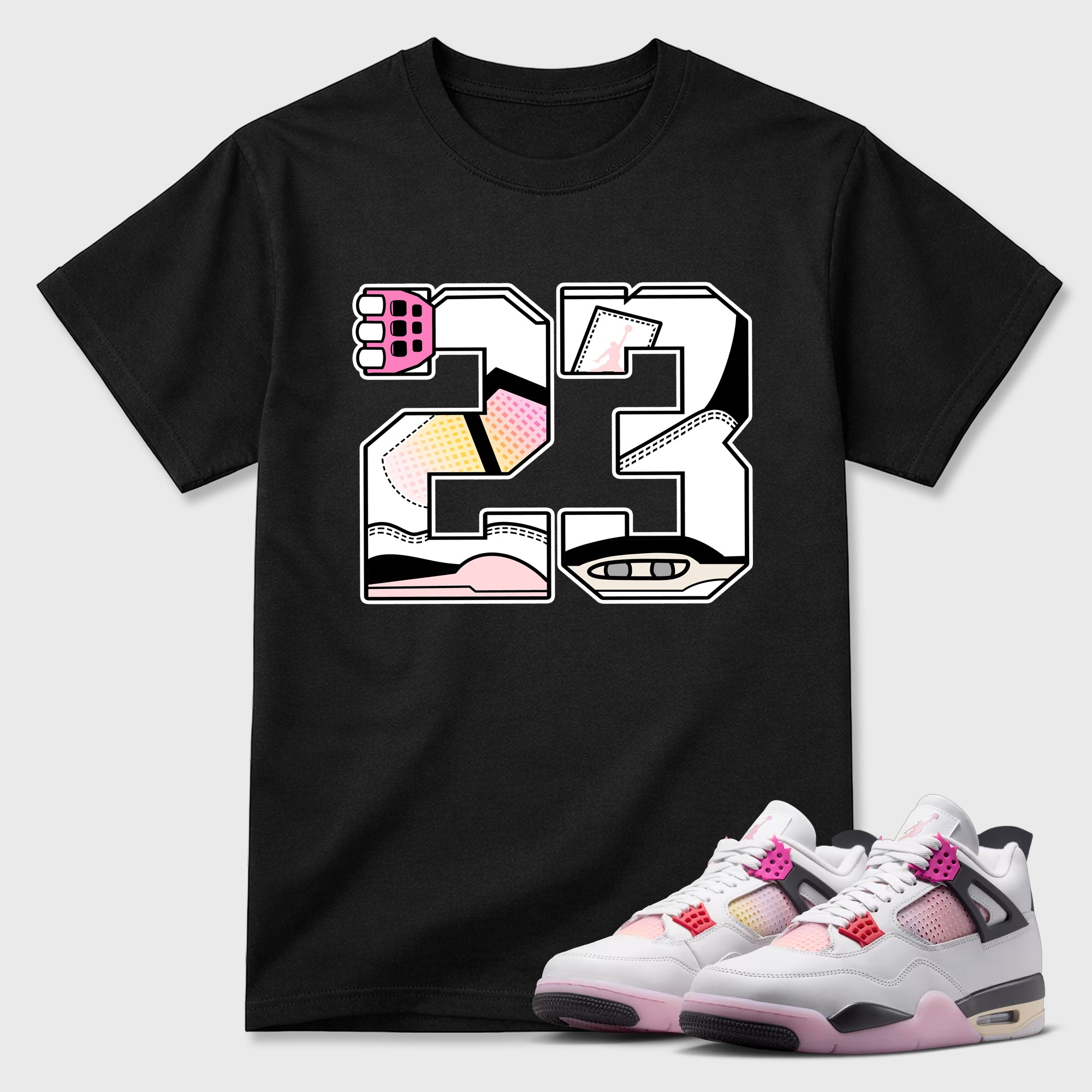 23 Graphic T-Shirt featuring original streetwear artwork designed to match the Air Jordan 4 Comic. Black 1 Graphic T-Shirt.
