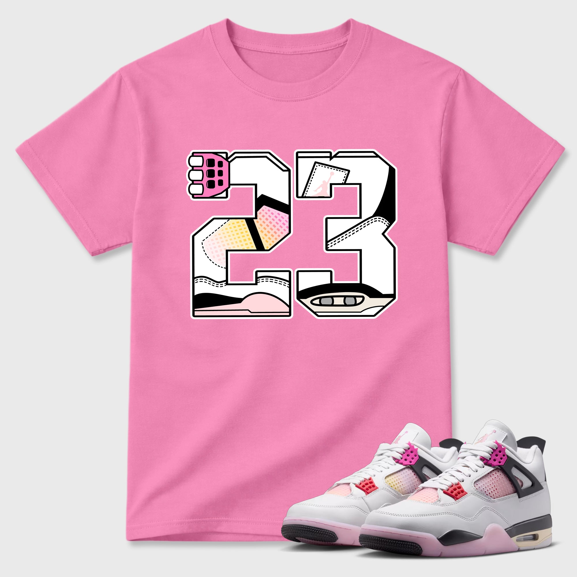 23 Graphic T-Shirt featuring original streetwear artwork designed to match the Air Jordan 4 Comic. Bubble Gum 1 Graphic T-Shirt.