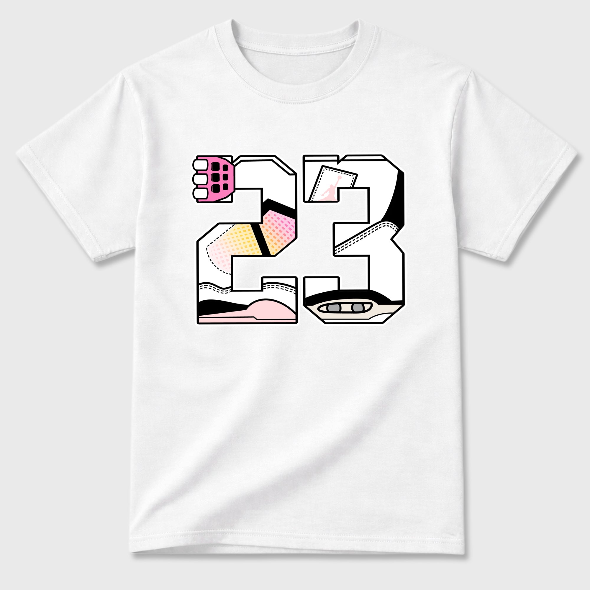 23 Graphic T-Shirt featuring original streetwear artwork designed to match the Air Jordan 4 Comic. White 2 Graphic T-Shirt.