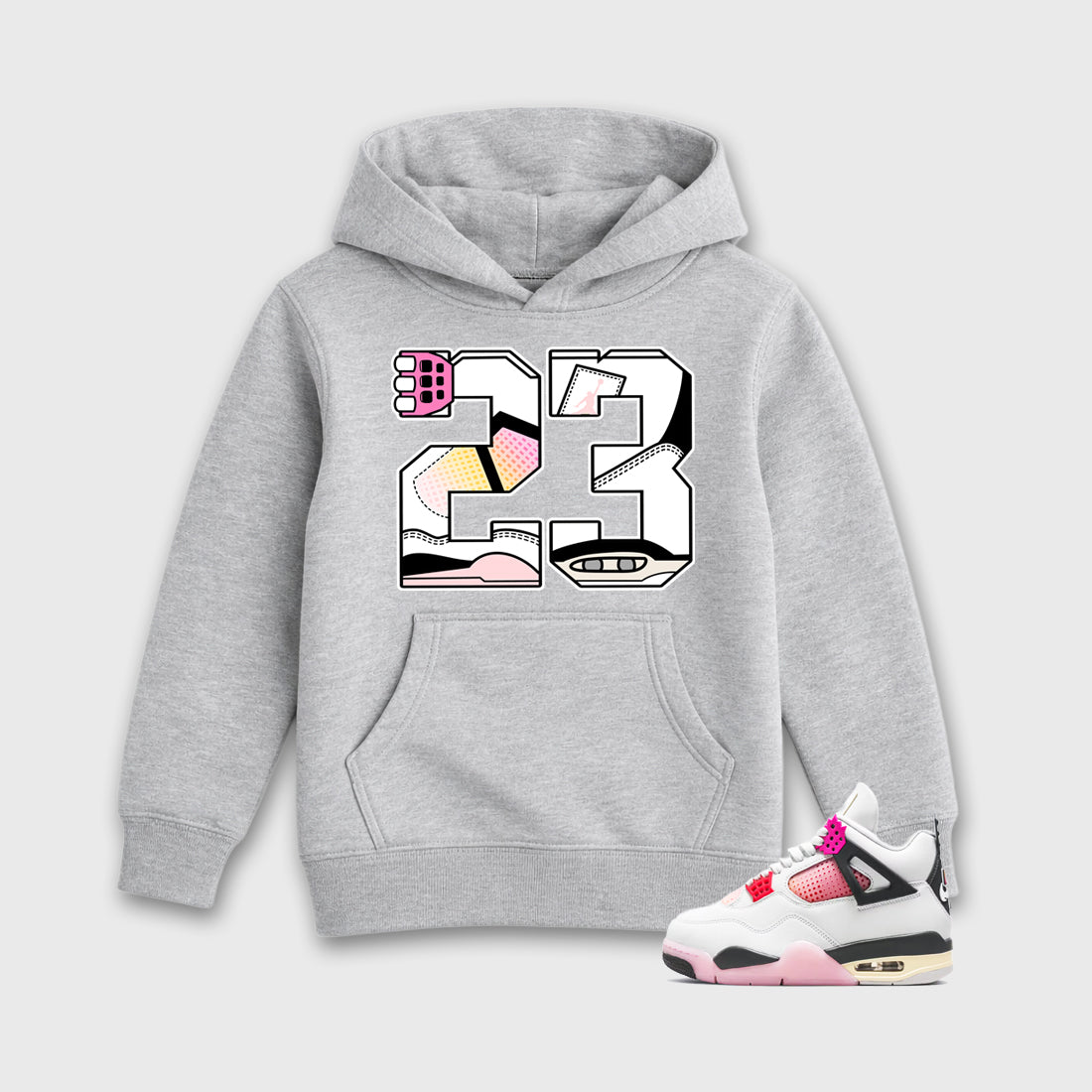 23 Baby & Kids Graphic Hoodie featuring original artwork designed to match the Air Jordan 4 Comic. Heather Grey 1 Kids Graphic Sweater.